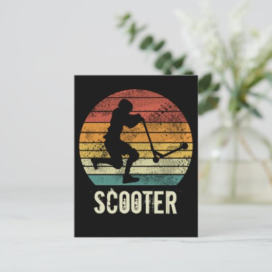 Scooter  Sunset Retro E-Scooter Design Briefkaart (Staand voorkant)
