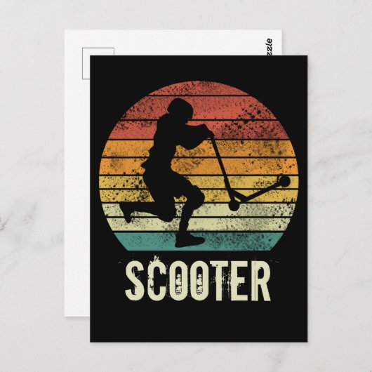 Scooter Sunset Retro E-Scooter Design Briefkaart (Voorkant / Achterkant)