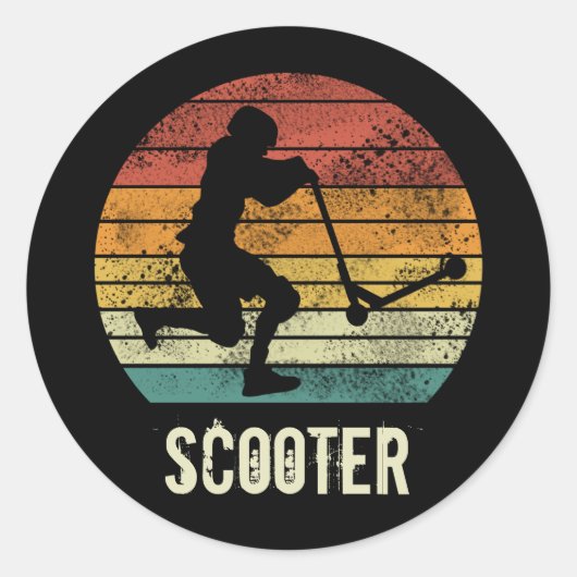 Scooter  Sunset Retro E-Scooter Design Ronde Sticker (Voorkant)