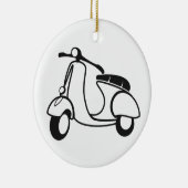 Scooter tekenen zwart-wit retro keramisch ornament (Rechts)