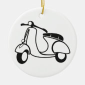 Scooter tekenen zwart-wit retro keramisch ornament (Voorkant)