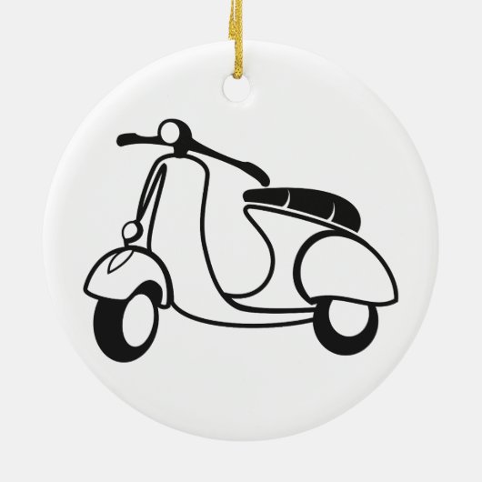 Scooter tekenen zwart-wit retro keramisch ornament (Achterkant)