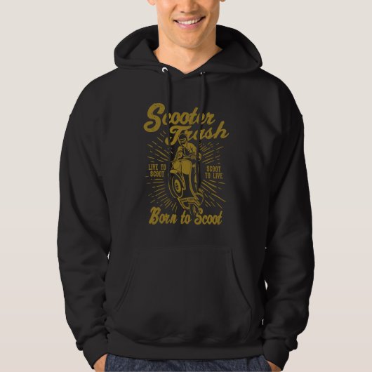 Scooter Trash Retro Distressed Style Scooter Humor Hoodie (Voorkant)