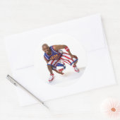 Scooter tussen de benen ronde sticker (Envelop)