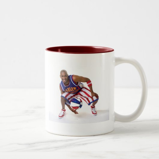 Scooter tussen de benen tweekleurige koffiemok (Rechts)