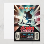 Scooter verjaardagsuitnodiging | Digitaal Schaats Kaart (Voorkant / Achterkant)