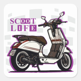 Scooter Vierkante Sticker