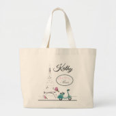 Scooter voorbij de Eiffel Tower Paris Frankrijk Grote Tote Bag (Voorkant)