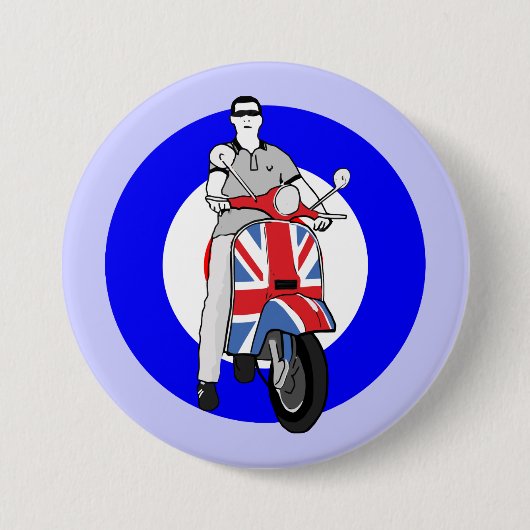 Scooterboy op uj scooter ronde button 7,6 cm (Voorkant)
