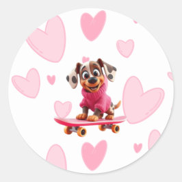 Scooterhond Valentijnsticker Ronde Sticker