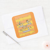 Scootering met windriemen vierkante sticker (Envelop)