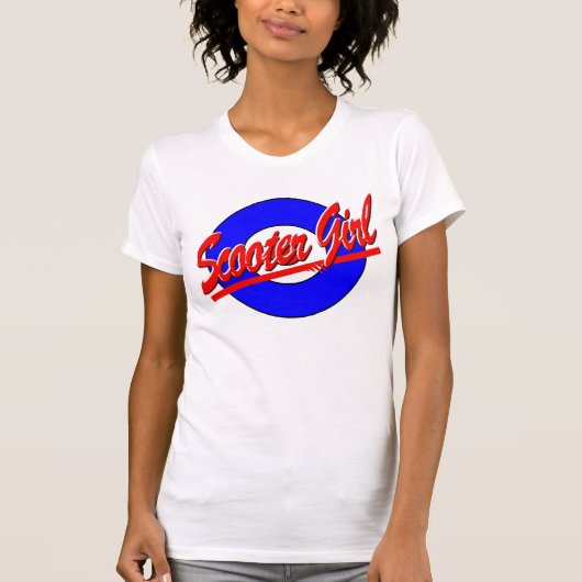 Scootermeisje met doel t-shirt (Voorkant)