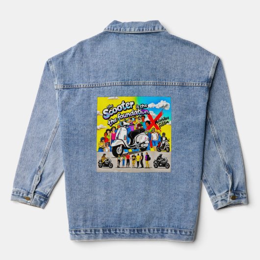Scooterrevolutie: de basis van plezier denim jacket (Achterkant)