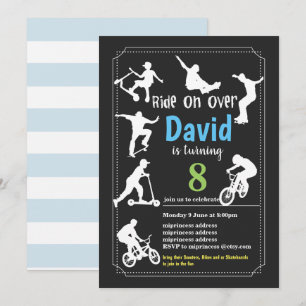 Scooters, fietsen en/of skateboards, die over kaart