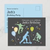 Scooters, fietsen, skateboards, rijden over uitnodiging briefkaart (Voorkant / Achterkant)