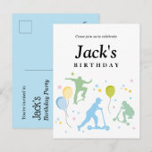 Scooters, fietsen, skateboards, rijden over uitnodiging briefkaart (Voorkant / Achterkant)