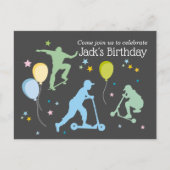 Scooters, fietsen, skateboards, rijden over uitnodiging briefkaart (Voorkant)