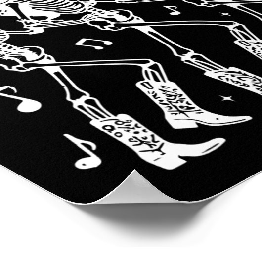 Scootin' Boogie Retro Westerne Skeleton Dancing Ko Poster (Hoek)