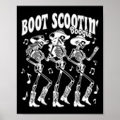 Scootin' Boogie Retro Westerne Skeleton Dancing Ko Poster (Voorkant)