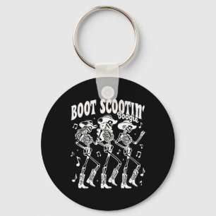 Scootin' Boogie Retro Westerne Skeleton Dancing Ko Sleutelhanger