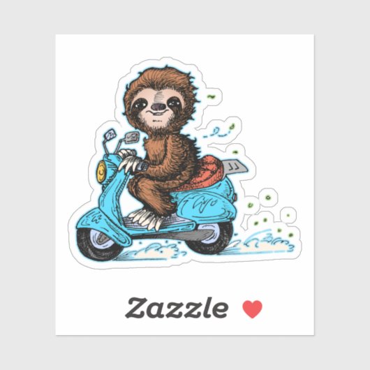 Scootin' luiaard bromfiets sticker (Vel)