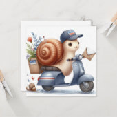 "Scootin’ slakkenpost" grillig Wenskaart Kaart (Voorkant / Achterkant in situ)