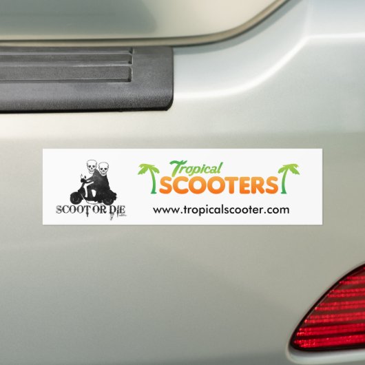 ScootOrDie, logo_02, www.tropicalscooter.com Bumpersticker (Op auto)