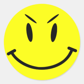 Scope Pet Sticker, Evil Face, Stijl 1 Ronde Sticker