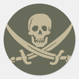 Scope Pet Sticker, Jolly Roger - Stijl 8 Ronde Sticker