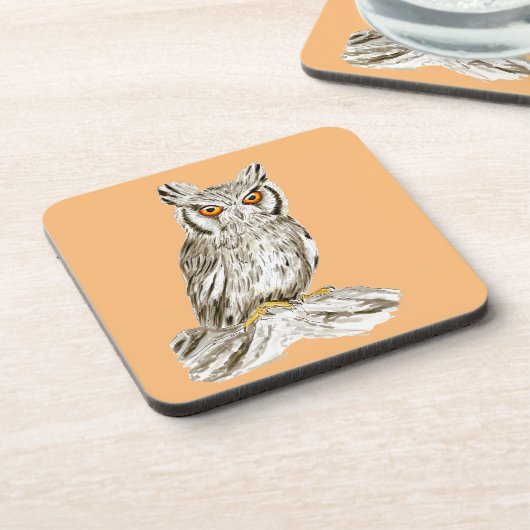 Scopes Owl Bird Illustrator Bier Onderzetter (Linkerzijde)