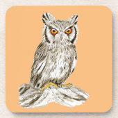 Scopes Owl Bird Illustrator Bier Onderzetter (Voorkant)