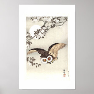 Scopsuil, Kersenbloesems, en Maan Poster