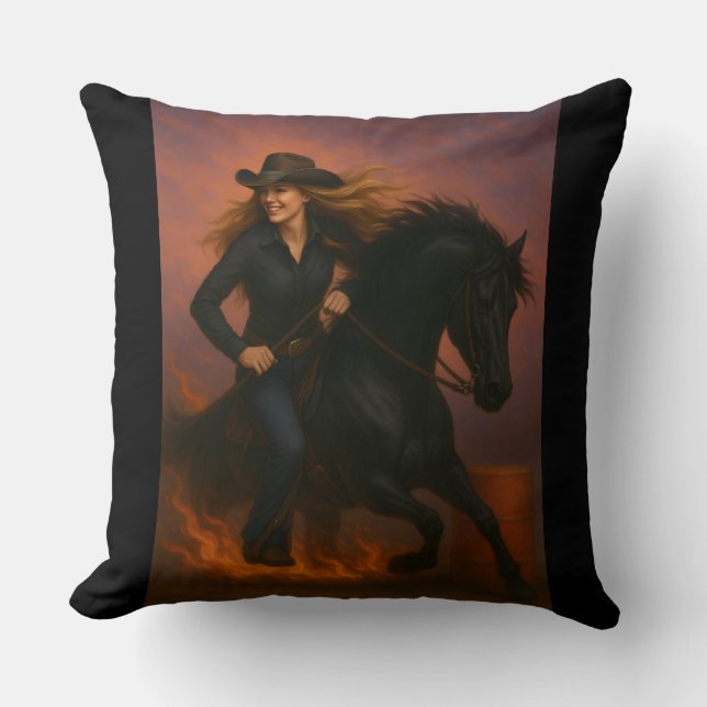 Scorching Fast Barrel Racing Team Throw Pillow Kussen (Voorkant)