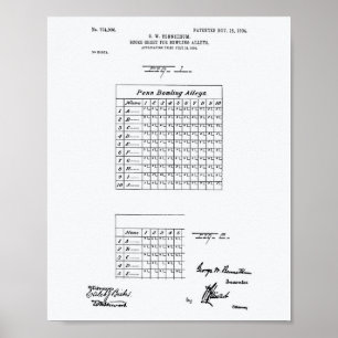 Score Blad Bowling 1904 Whitepaper over patenten Poster