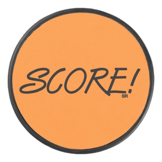 Score orange hockey puck (Voorkant)