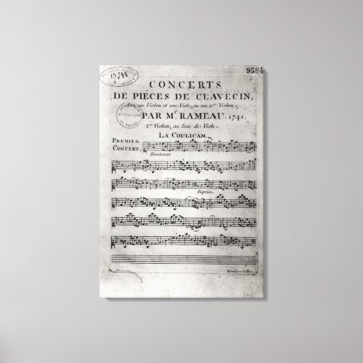 Score sheet voor 'Concerts de Piecces' Canvas Afdruk (Voorkant)