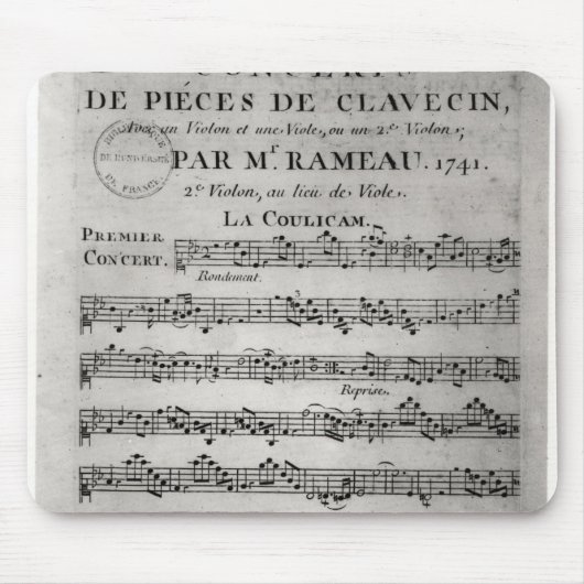 Score sheet voor 'Concerts de Piecces' Muismat (Voorkant)