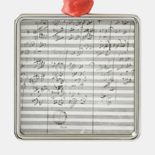 Score voor de 3de beweging van de 5de symfonie metalen ornament