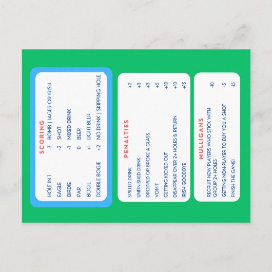 scorekaart briefkaart (Achterkant)