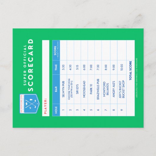 scorekaart briefkaart (Voorkant)