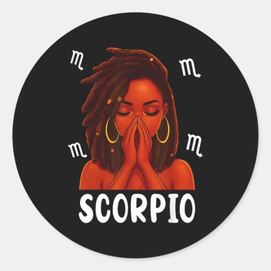 Scoro Loc'd Black Woman Pray Christian Zodiac Birt Ronde Sticker (Voorkant)