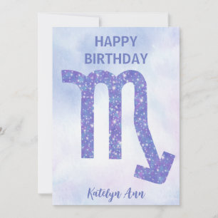 Scorpio Aangepast Paars Happy Birthday Kaart