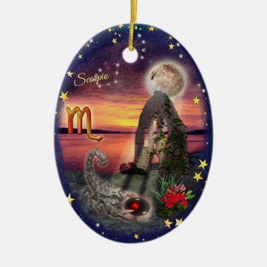 Scorpio Art Collage Keramisch Ornament (Voorkant)