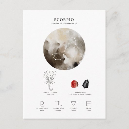 Scorpio Astrological Sign Briefkaart (Voorkant)