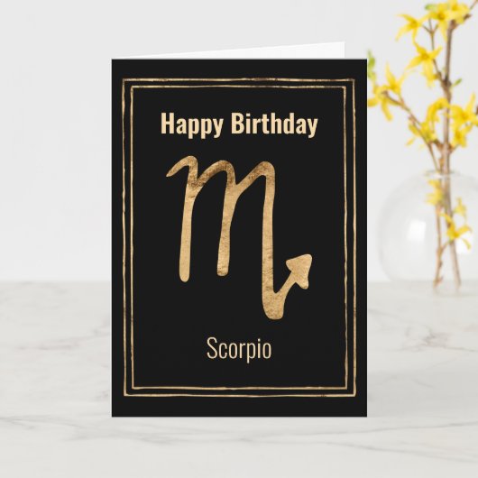 Scorpio astrology Gold zodiac Happy Birthday Kaart (Gele Bloem)