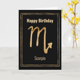Scorpio astrology Gold zodiac Happy Birthday Kaart