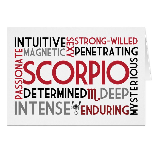 Scorpio Astrology Word Collage-kaart (Voorkant Horizontaal)