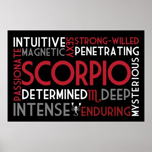 Scorpio Astrology Word Collage Print (Voorkant)