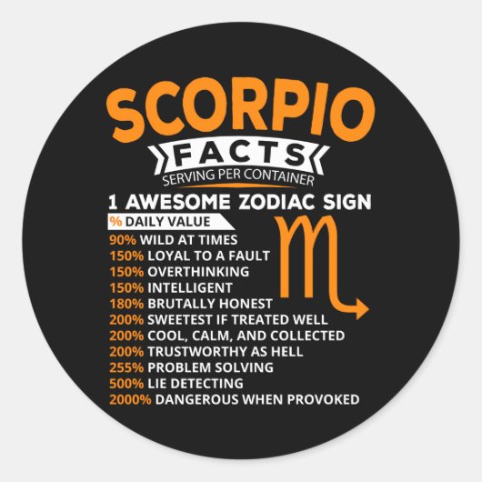 Scorpio Astrology Zodiac Sign Ronde Sticker (Voorkant)