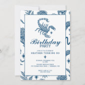 Scorpio Birthday Elegant Toile Scorpions Celestial Kaart (Voorkant)